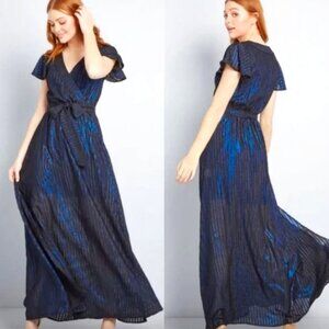 ModCloth | Your Time To Shine Maxi Dress in Blue & Black | Size Medium